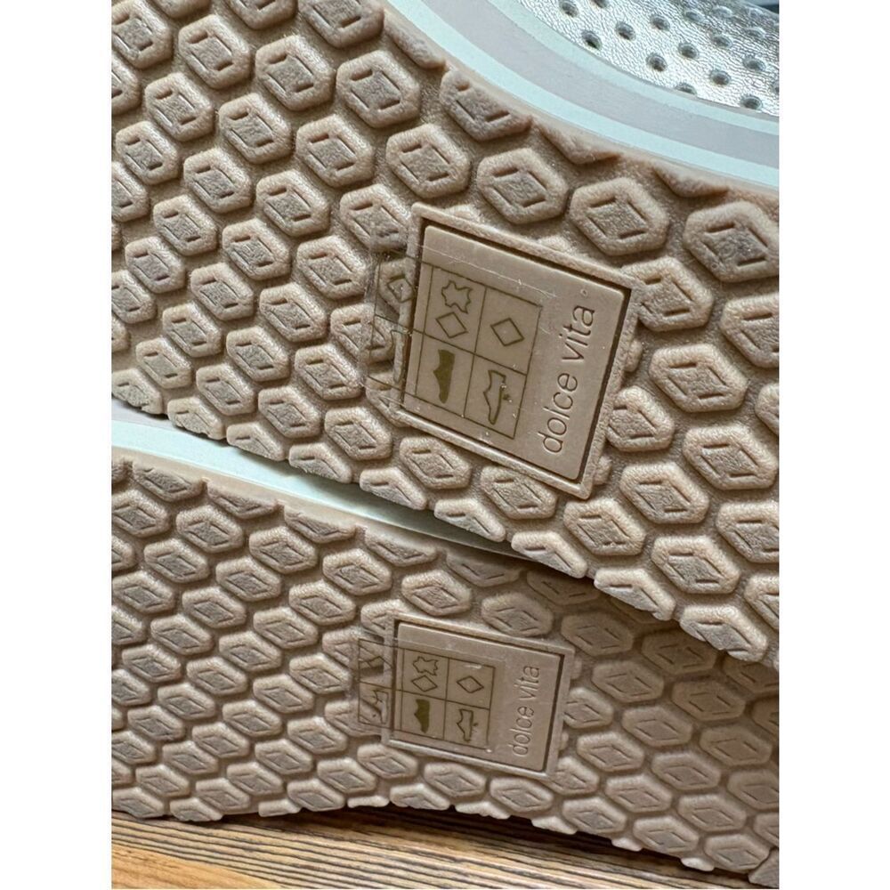 Dolce Vita Champagne Metallic Perforated Platform Loafers - Picture 7 of 13